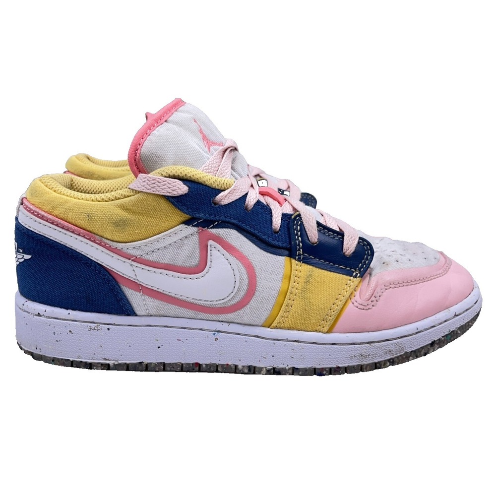 Air Jordan 1 Low SE Multi Color Canvas Size 4Y DV1323 100 HAS WEAR